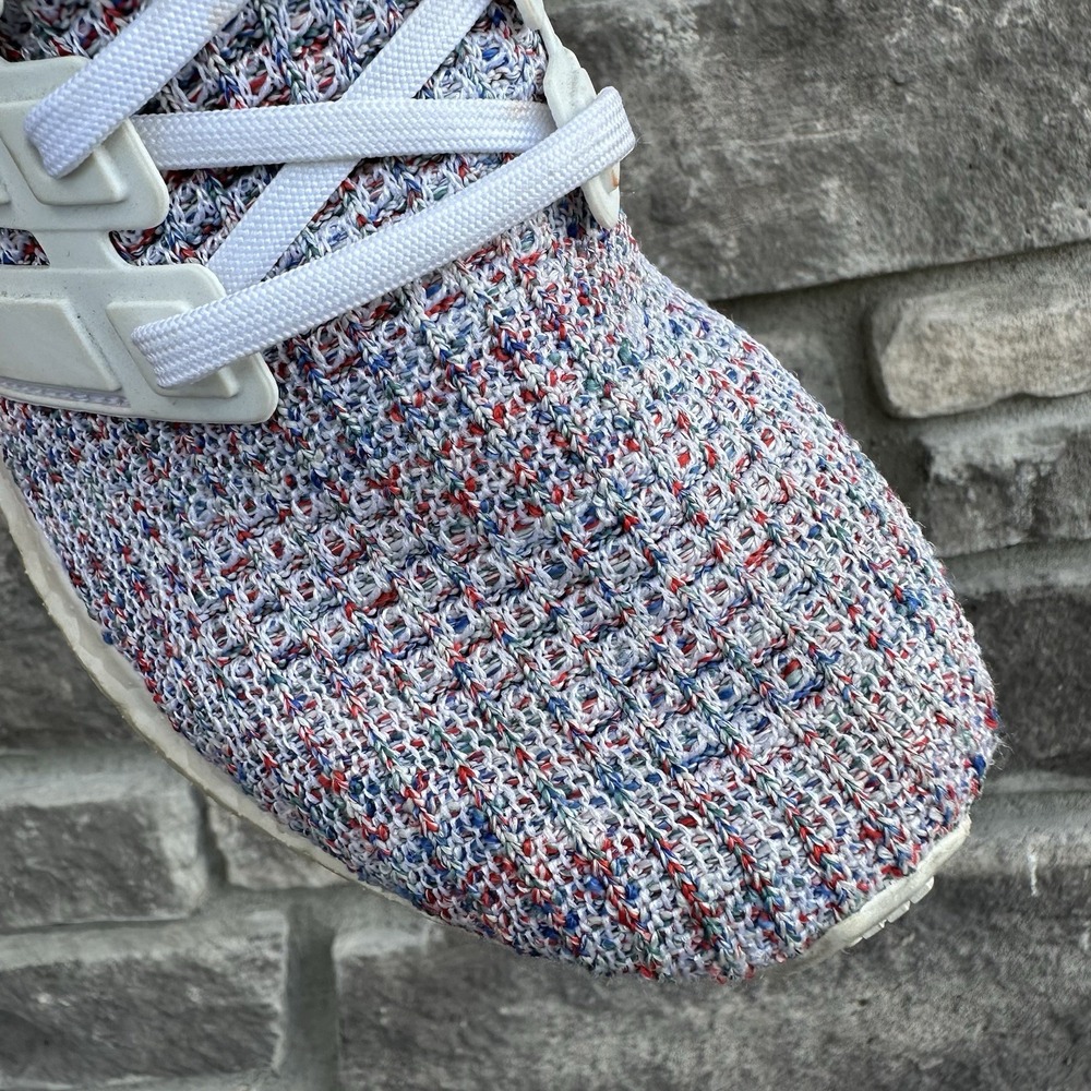 Adidas Womens Sz 7 Ultraboost DB3211 Knit Running‎ Shoes Sneakers White Red Blue - Picture 5 of 8